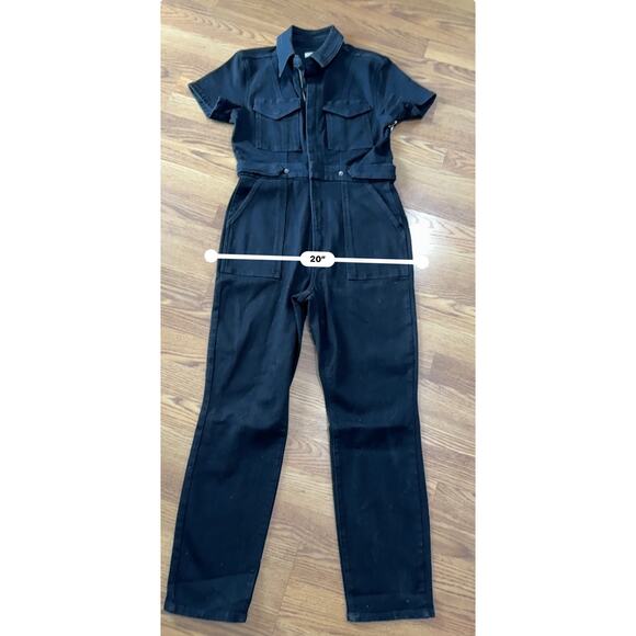 GOOD AMERICAN Women's Good Black Good Denim Jumpsuit size L - Picture 6 of 13